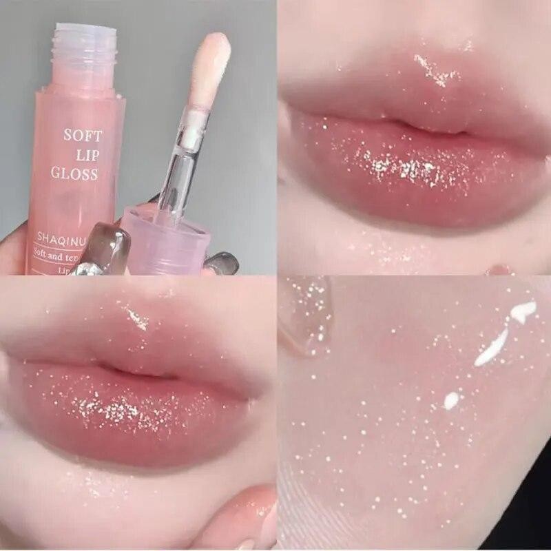 Wasser Licht Spiegel Glas Lip Öl Feuchtigkeitsspendende Lip Glasur Verblassen Lip Linie Wasserdicht Dauerhafte Flüssigkeit Lip Balm Frau Lip Basis K thumbnail