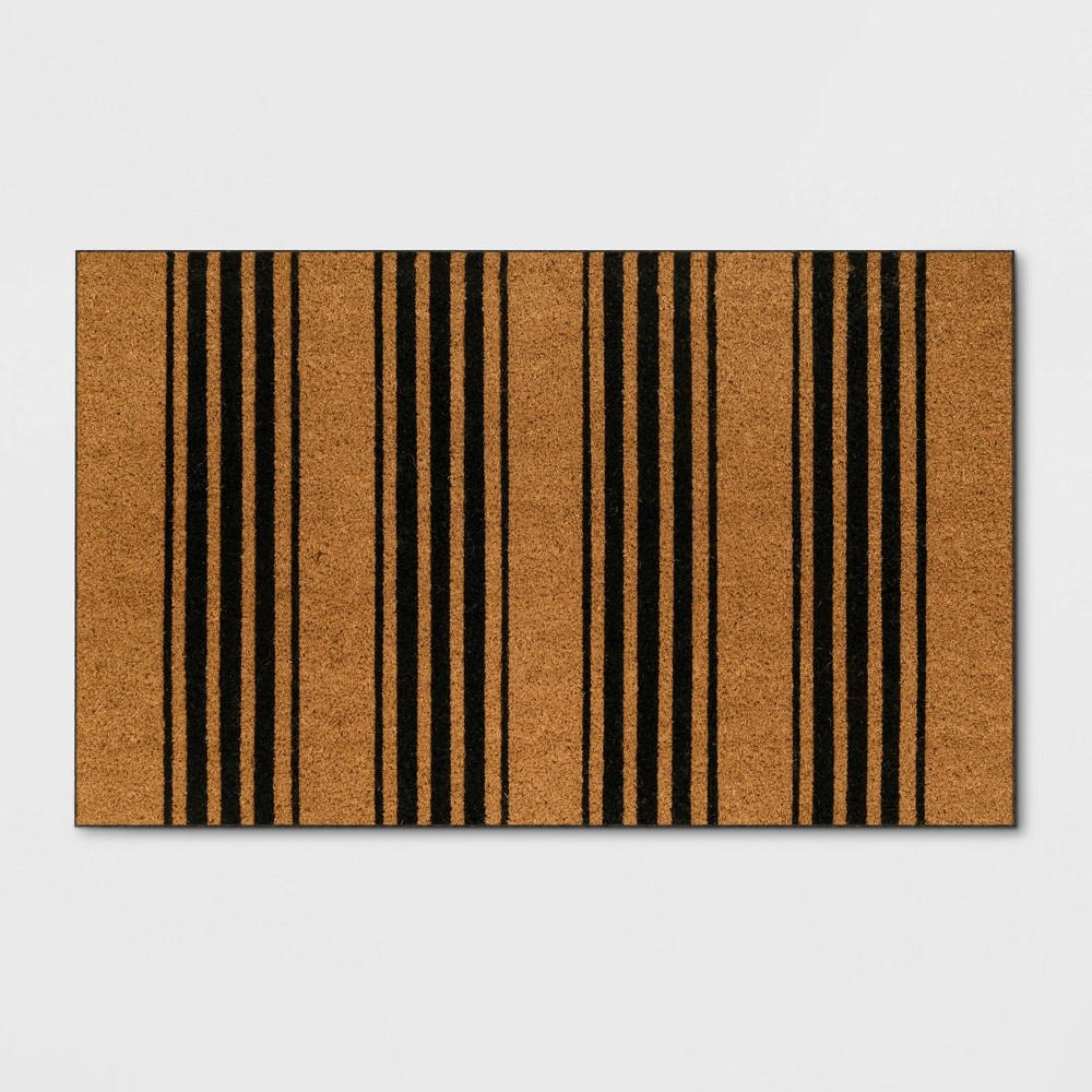 1'6" X 2'6" Stripe Door Mat Black - Threshold