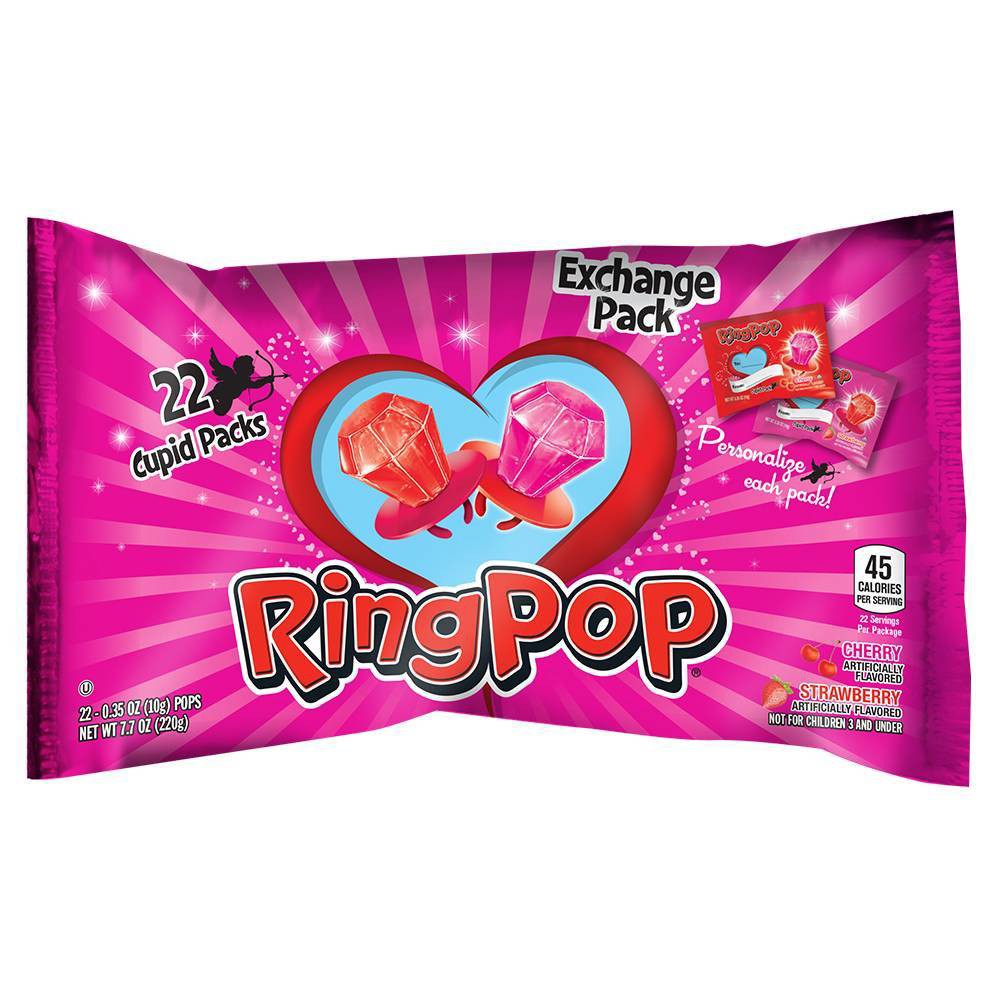 Ring Pop Valentine's Classroom Exchange Candy Bag - 7.4oz/21ct
