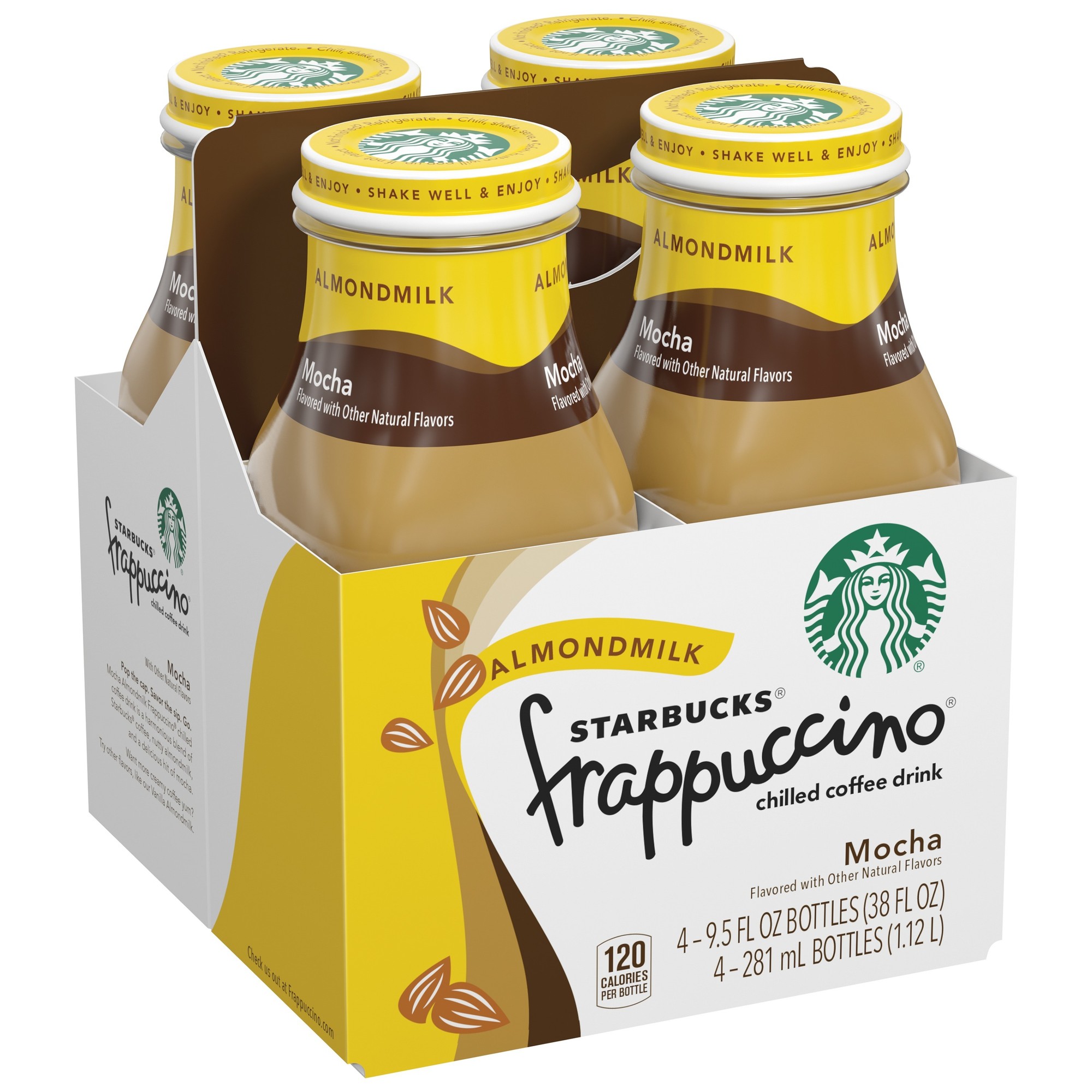 Starbucks Almondmilk Frappuccino Chilled Coffee Drink, Mocha, 9.5 Oz Bottles, 4 Pack