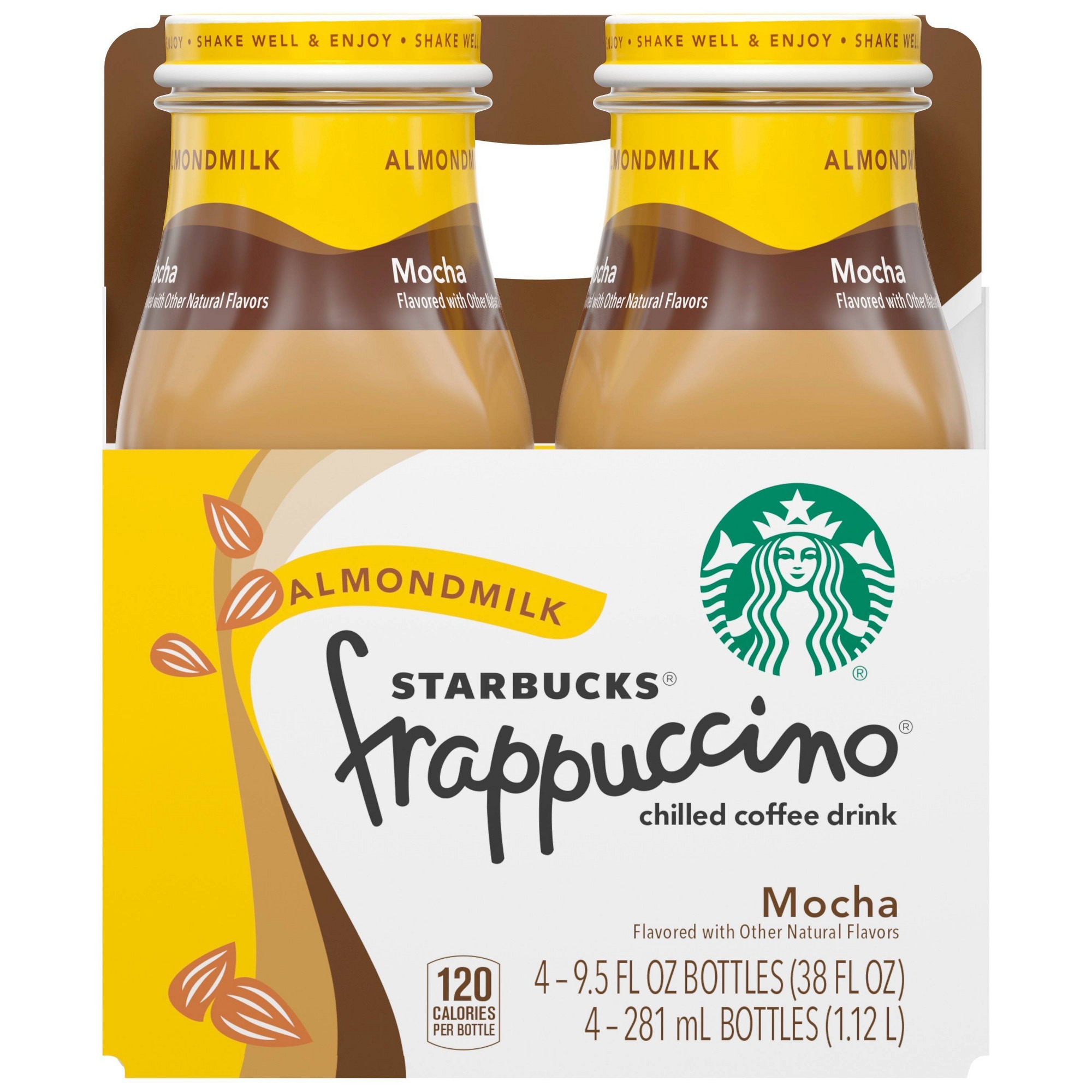 Starbucks Almondmilk Frappuccino Chilled Coffee Drink, Mocha, 9.5 Oz Bottles, 4 Pack thumbnail