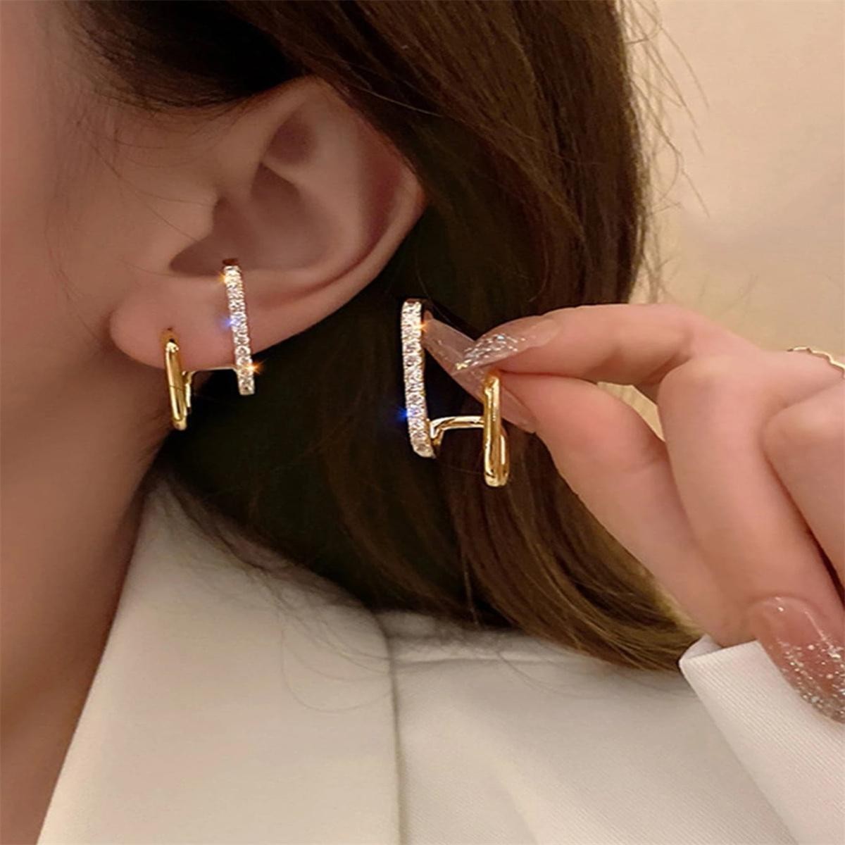 Hochwertige Minimalistische Und Vielseitige Ohrringe, Ohrringe Im Femininen Stil, Accessoires Für Den Täglichen Weg Zur Arbeit Und Zum Ausgehen Gold