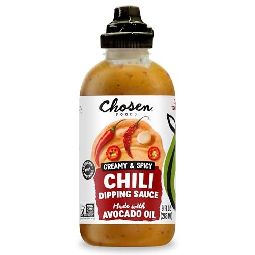 Chosen Foods Avocado Oil-Based Sauce, Chili Dipping - Creamy & Spicy Dipping Sauce for Chicken, Meat, and Sandwhiches - Non-GMO, Keto Friendly, Gluten