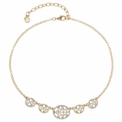 Womens Gloria Vanderbilt Golden Hour Crystal Frontal Necklace Gold/Clear