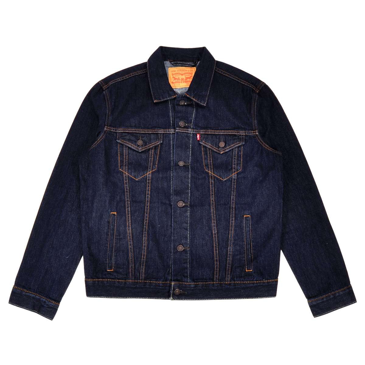 Levis SS22 Einfarbige Einreihige Jeansjacke Herren Oberbekleidung Schwarz 72334-0134 M