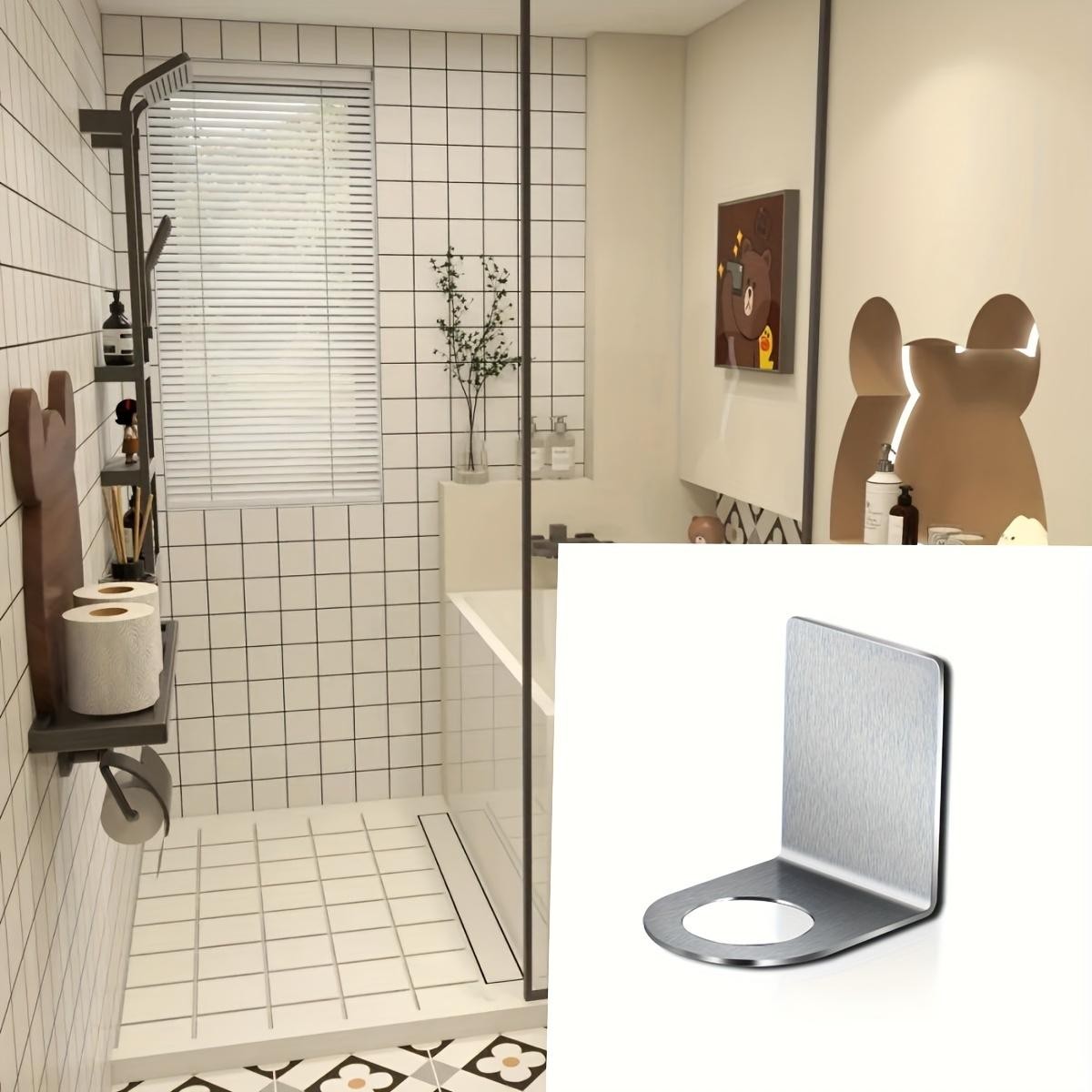 1 Pieza Portabotella De Jabón De Pared Gancho De Metal Sin Perforación Soporte Colgador De Botellas De Acero Inoxidable Suministros De Cocina Sin Ra thumbnail