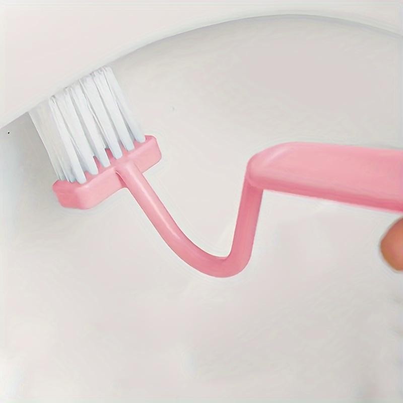 Escova De Vaso Sanitário Ergonômica Rosa Em Forma De V - Pendurar Na Parede, Manual, Design Sem Esfregar Para Limpeza Eficiente De Cantos Em Banheir
