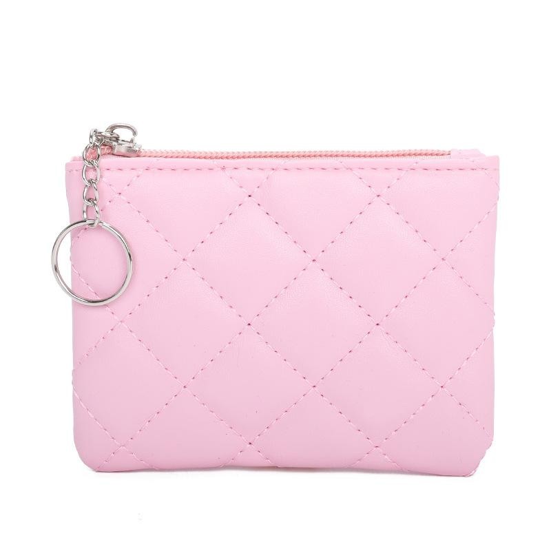 Portefeuille En Cuir PU Pour Femme Avec Fermeture éclair Et Porte-clés 1PC Rose