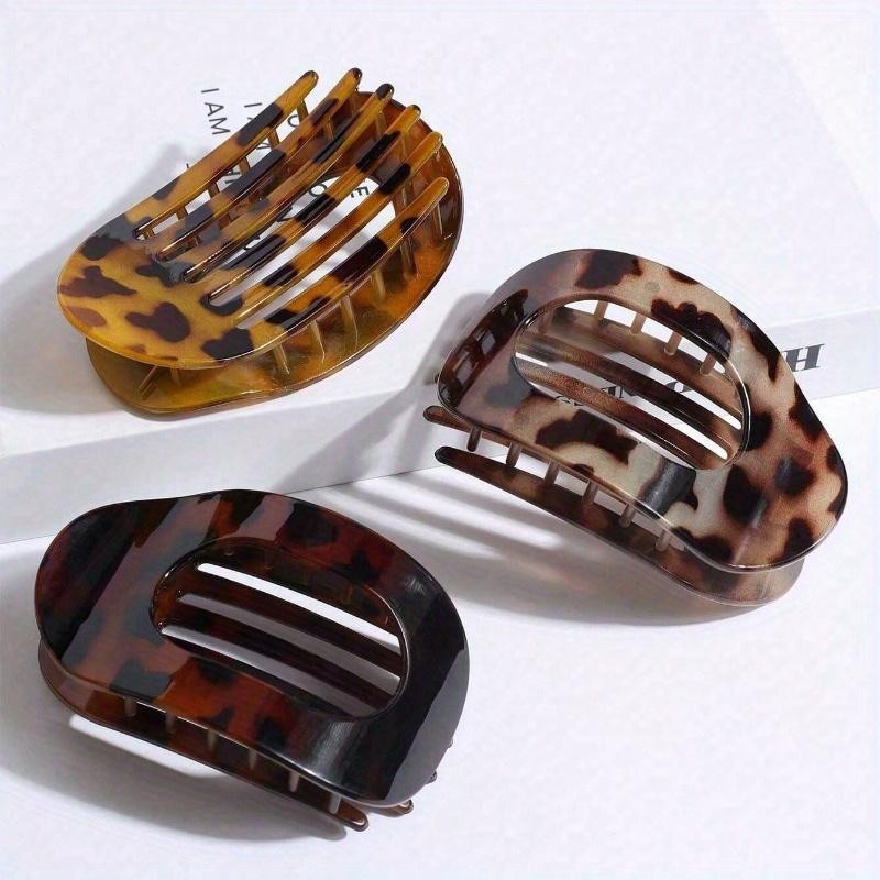 Dames Luipaardprint Platte Clip Haaraccessoires, Comfortabel Boogontwerp, Geschikt Voor Middeldik Haar, Casual Voor Autorijden, Yoga, Banaan Haarklem  thumbnail