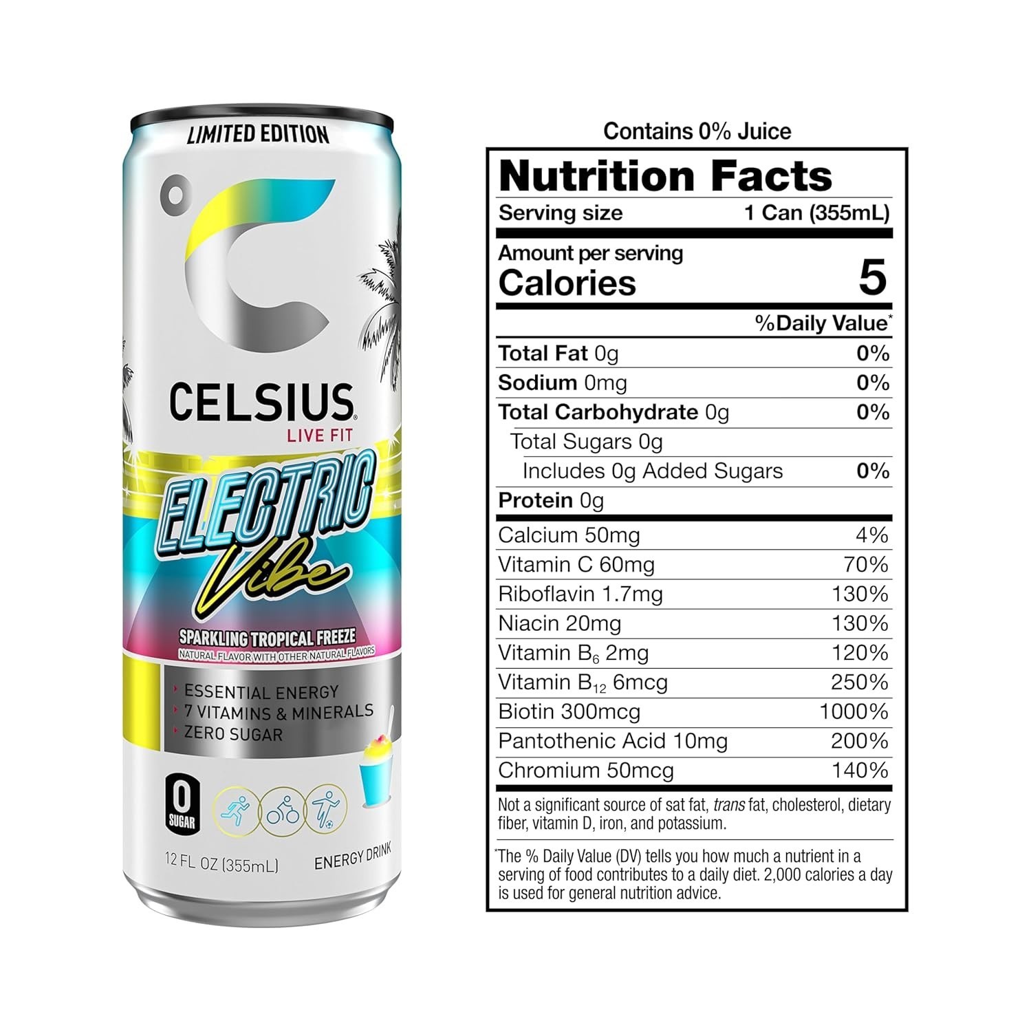 Celsius Sparkling Electric Vibe Energy Drink 12oz 12 Pack Functional Boost thumbnail
