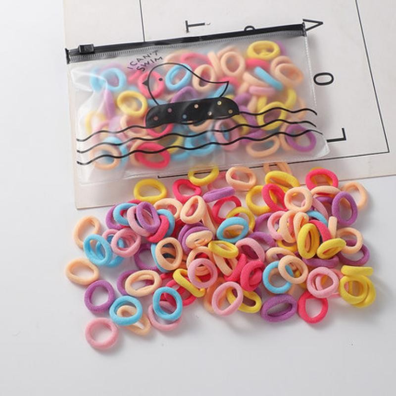 100 Stuks Elastische Hoofdband Kinderen Haar Touw Haarbanden Snoep Kleur Schattige Handdoek Haarring Voor Kleine Meisjes Kinderen Haaraccessoires