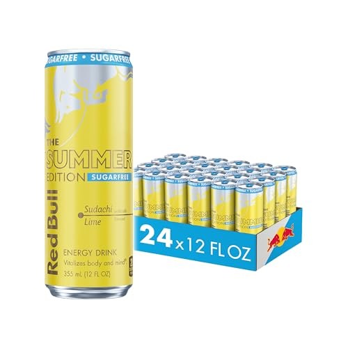 Red Bull Sugar-Free Summer Edition Sudachi Lime Energy Drink, with 114mg Caffeine Plus Taurine & B Vitamins, 12 Fl Oz, Pack of 24 Cans