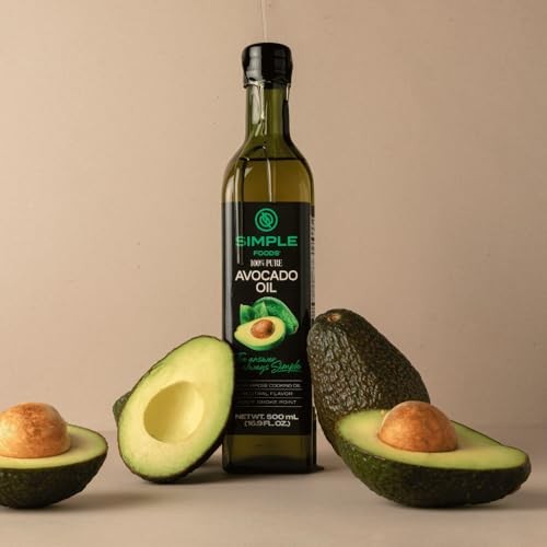 Simple Foods 100% Pure Avocado Cooking Oil - Mild Flavor and Cold Pressed | (1) 16.9 Fl Oz Glass Bottle | Non-GMO, Kosher, Avocado Oil for High Heat C thumbnail