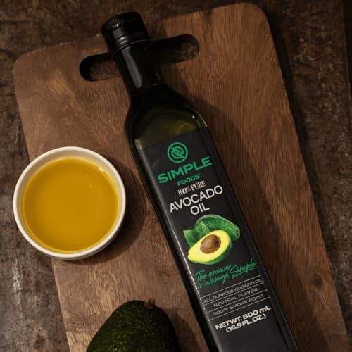Simple Foods 100% Pure Avocado Cooking Oil - Mild Flavor and Cold Pressed | (1) 16.9 Fl Oz Glass Bottle | Non-GMO, Kosher, Avocado Oil for High Heat C thumbnail