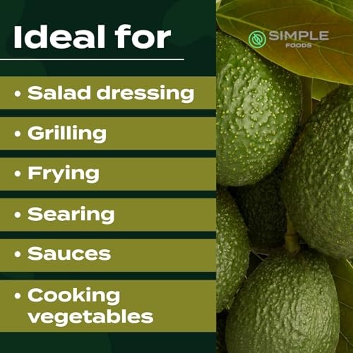 Simple Foods 100% Pure Avocado Cooking Oil - Mild Flavor and Cold Pressed | (1) 16.9 Fl Oz Glass Bottle | Non-GMO, Kosher, Avocado Oil for High Heat C thumbnail