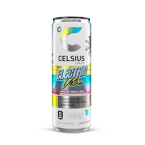 CELSIUS Sparkling Electric Vibe, Functional Energy Drink 12 Fl Oz (Pack of 12) thumbnail