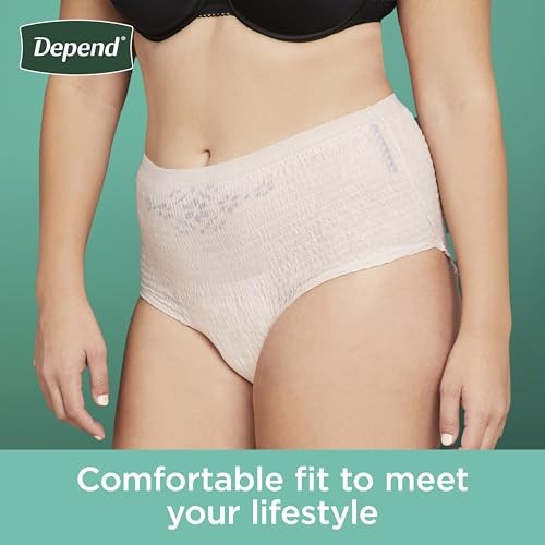 Depend Fresh Protection Adult Diapers, Incontinence & Postpartum Bladder Leak Underwear for Women, Disposable, Maximum, Large, Blush, 17 Count, Packag thumbnail