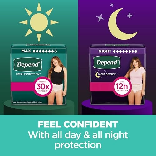 Depend Fresh Protection Adult Diapers, Incontinence & Postpartum Bladder Leak Underwear for Women, Disposable, Maximum, Large, Blush, 17 Count, Packag thumbnail