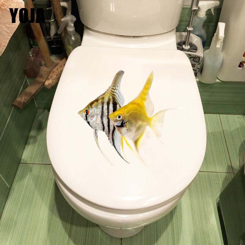 YOJA – Autocollants Pour Couverture De Toilette, 22.7 × 22.5CM, Mignon Poisson Ange Animal, à La , Décoration Murale Pour La Maison, T1-3252