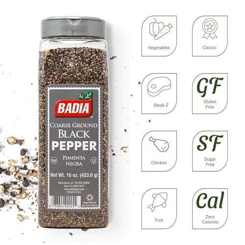 Badia Coarse Ground Black Pepper, 16 Oz – Bold Peppercorn Seasoning for Steaks, Grilling & Everyday Cooking thumbnail