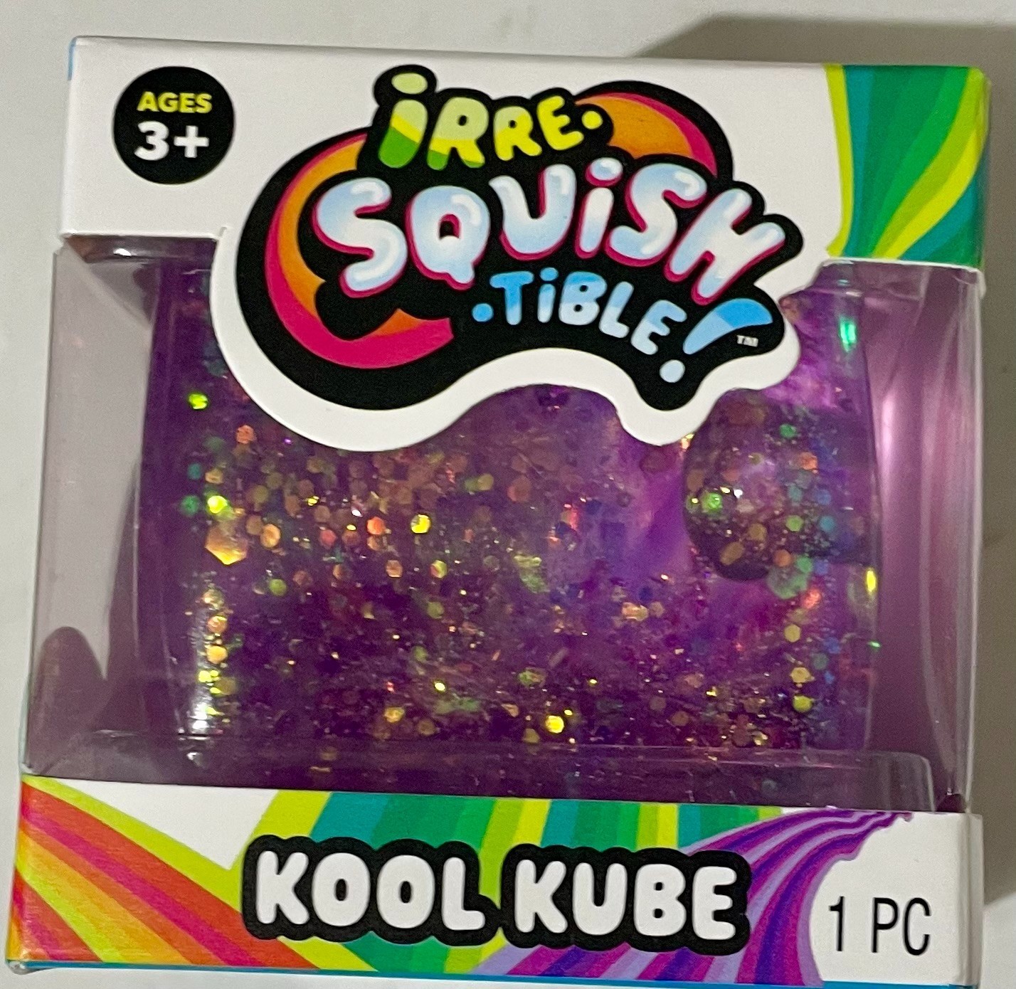 🔥VIRAL IrreSquishTible Kool Kube Purple Glitter Squishy Cube, NEW, Five Below