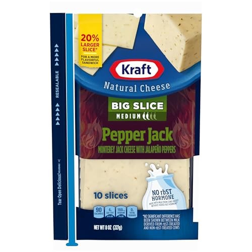 Kraft Big Slice Pepper Jack Cheese Slices, 10 Ct Pouch