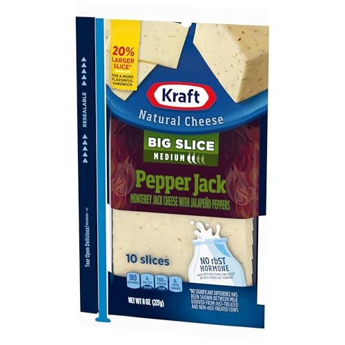 Kraft Big Slice Pepper Jack Cheese Slices, 10 Ct Pouch thumbnail