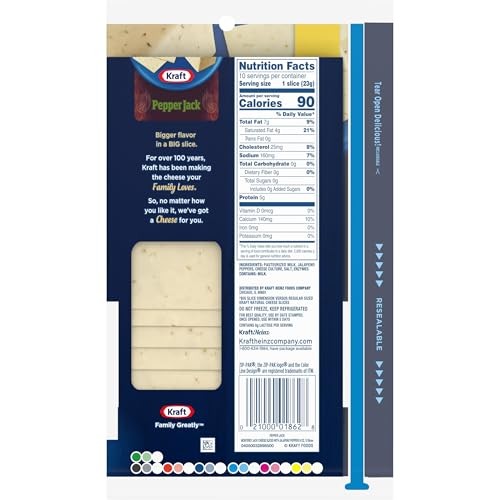 Kraft Big Slice Pepper Jack Cheese Slices, 10 Ct Pouch thumbnail