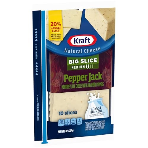 Kraft Big Slice Pepper Jack Cheese Slices, 10 Ct Pouch thumbnail
