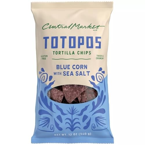 Central Market Totopos Tortilla Chips - Blue Corn with Sea Salt 12 Oz 2 Bags