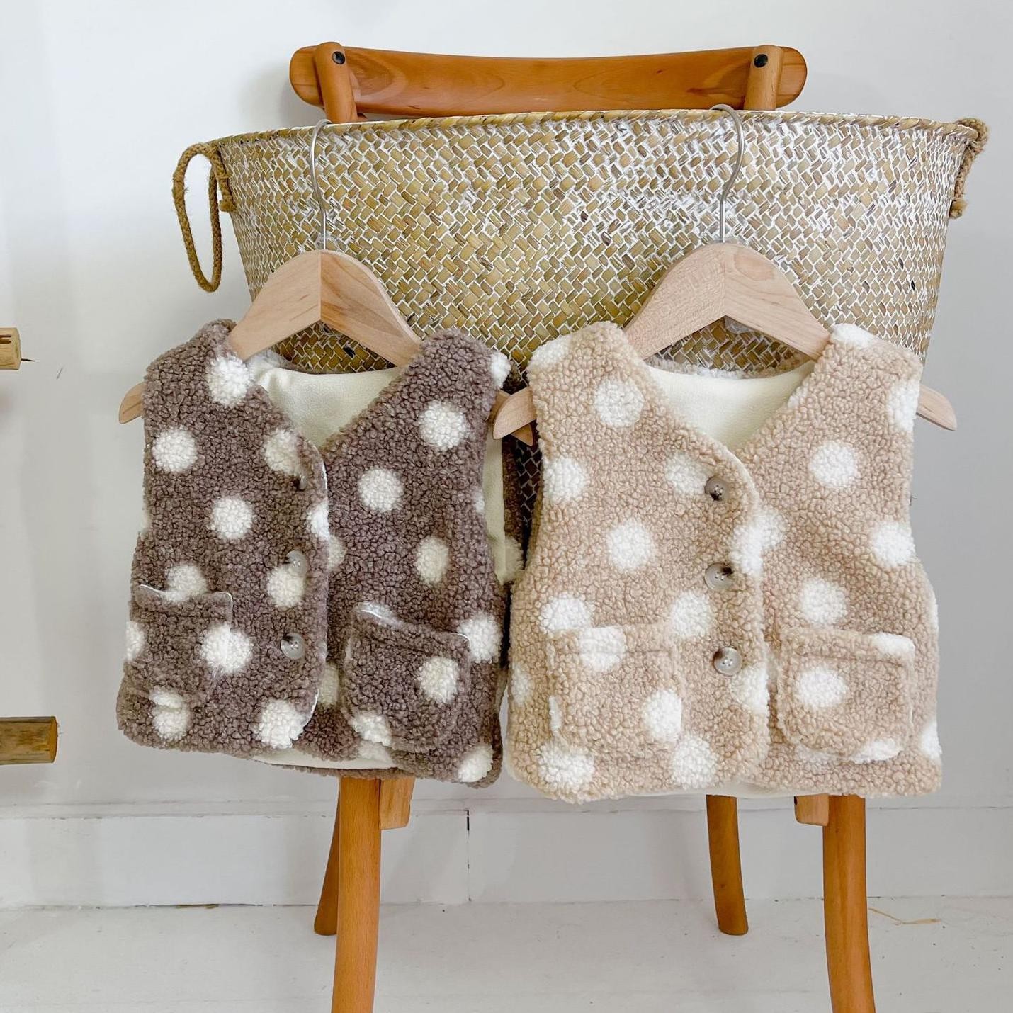 Gilet épais En Laine à Pois Pour Bébé, Vêtement En Peluche Pour Enfant De 0 à 3 Ans, Hiver 9253,