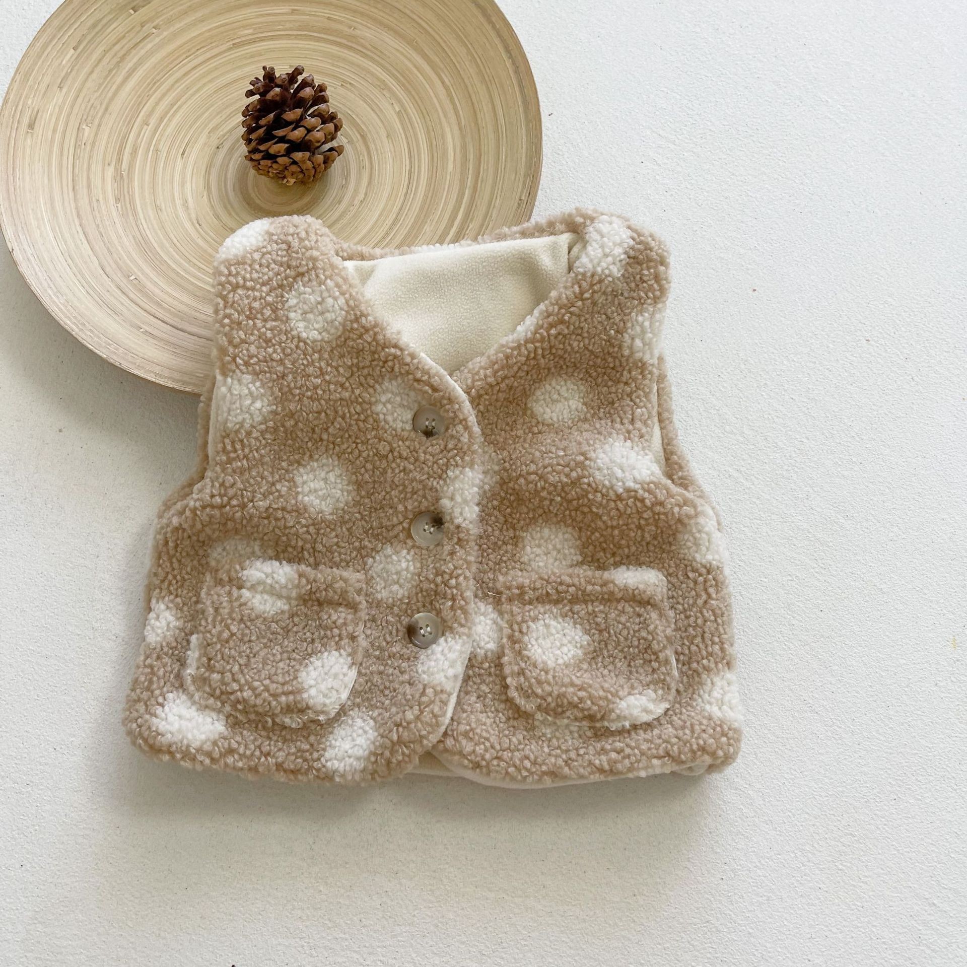 Gilet épais En Laine à Pois Pour Bébé, Vêtement En Peluche Pour Enfant De 0 à 3 Ans, Hiver 9253, thumbnail