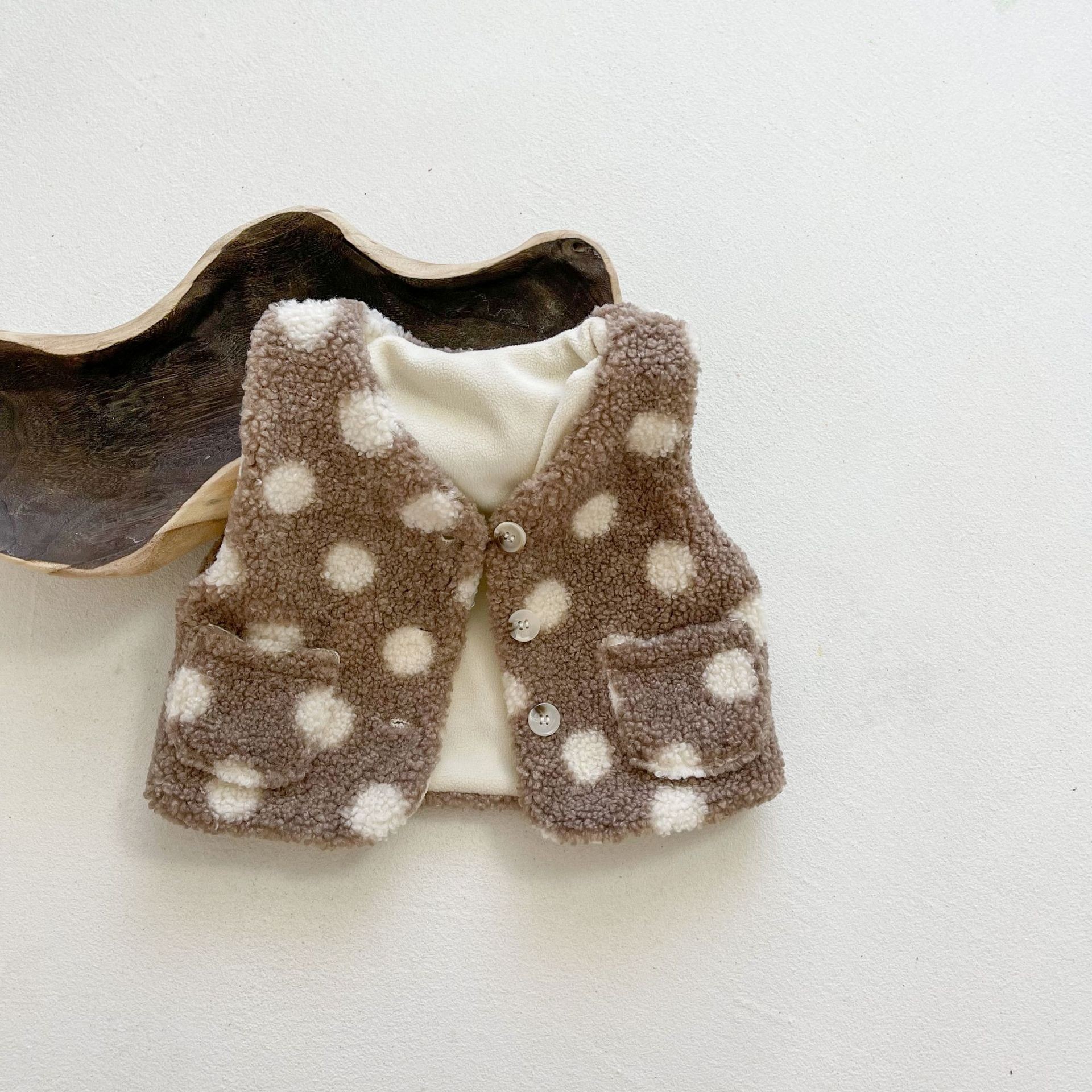 Gilet épais En Laine à Pois Pour Bébé, Vêtement En Peluche Pour Enfant De 0 à 3 Ans, Hiver 9253, thumbnail