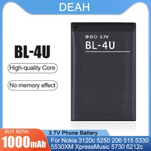 Batterie De Téléphone 1000mAh BL4U BL 4U Pour Nokia 3120c BL-4U 5250 206 515 5530XM 5330 6212c Asha 5730 210 300 305 306 308 309 311