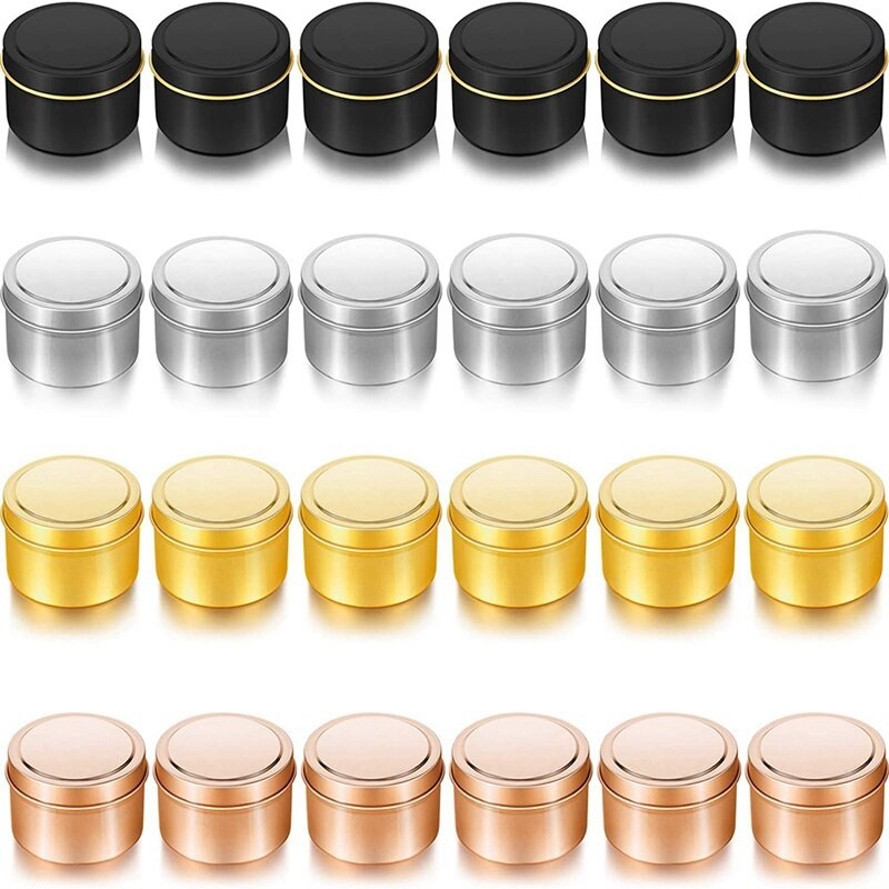 ! 24 PièCES Bougies 4 Oz Photophore, Boîtes De Conserve En Métal Bougie À Bricoler Soi-Même Les Boîtes VIDES Rond Contenants De Bougie Pour Boug thumbnail