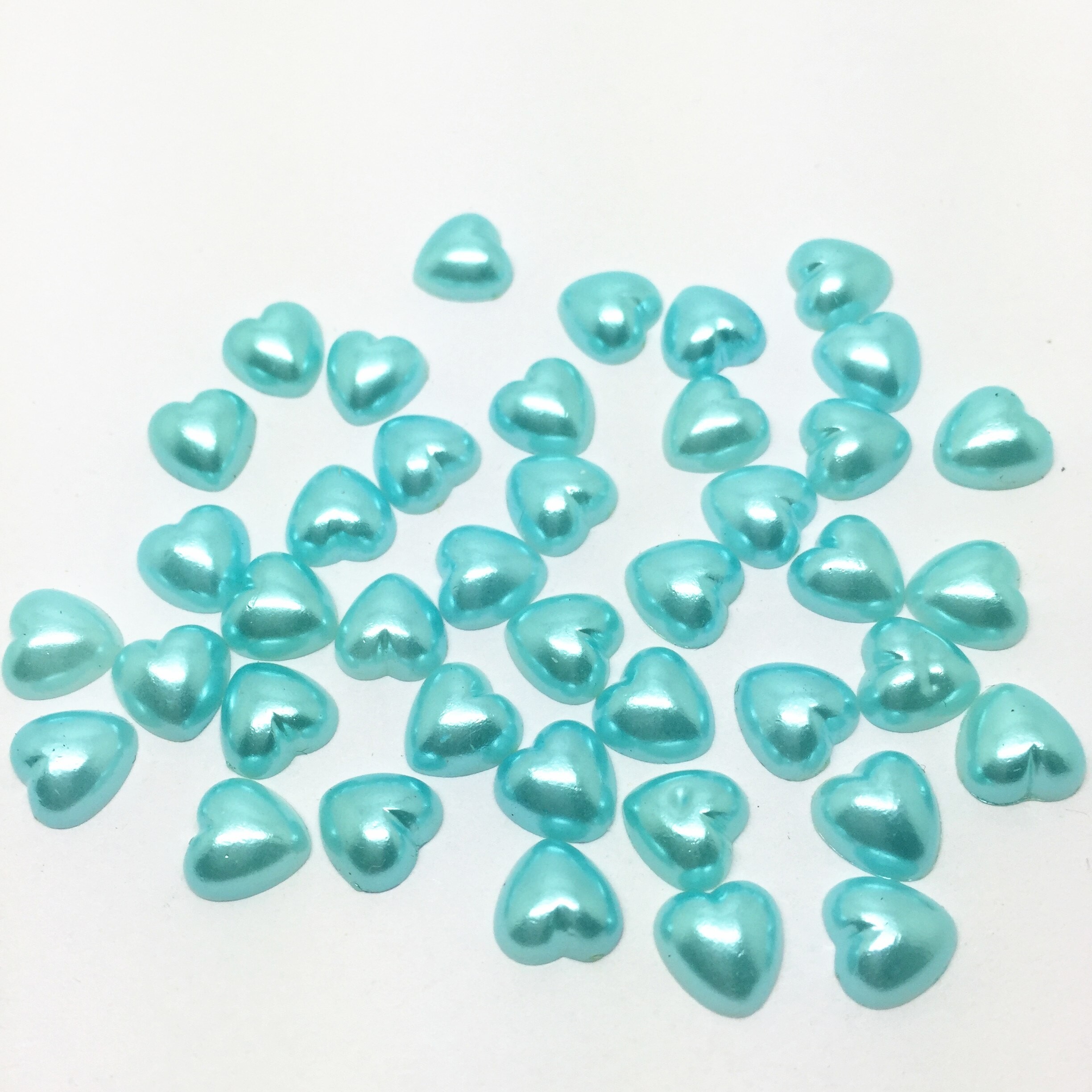 Décoration Artisanale En Résine Perles 8mm | 100 PièCES, Rose/bleu, Décorations Plates En Cœur Pour La Fabrication De Cartes, Scrapbooking, Brico