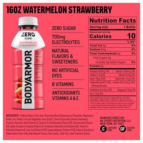 BODYARMOR Zero Sugar Watermelon Strawberry Electrolyte Sports Drink Bottle, 16 Fl Oz thumbnail