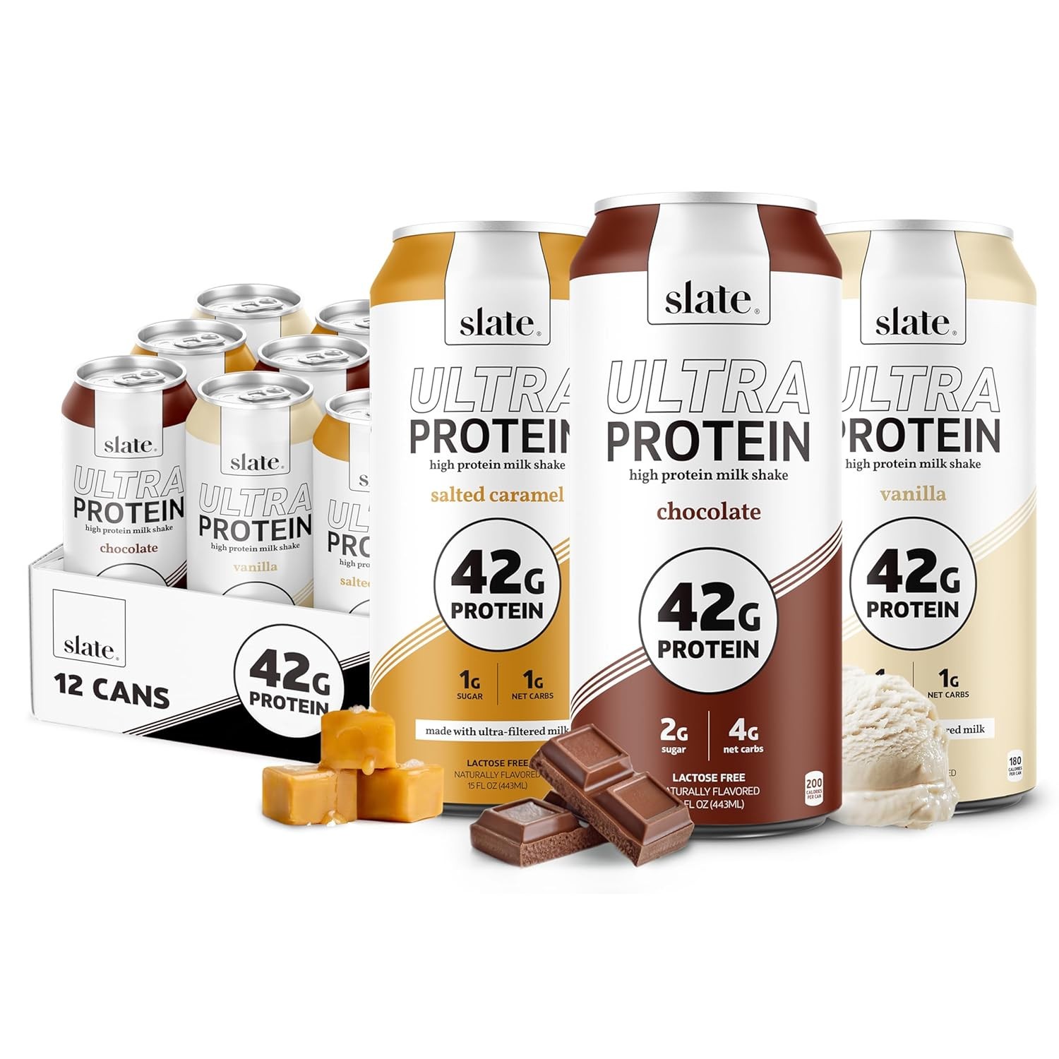Milk - Ultra Protein Shake - Sweet & Salty Pack - Chocolate, Vanilla, Salted Car