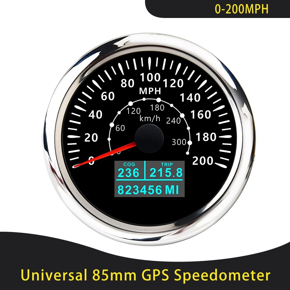Universal- 85mm GPS Tacho 0-30/60 Knoten 0-60/80/120/160/200 MPH 0-60/120/200 KM/H Mit 7 Farben Hintergrundbeleuchtung Für Auto Motorrad thumbnail