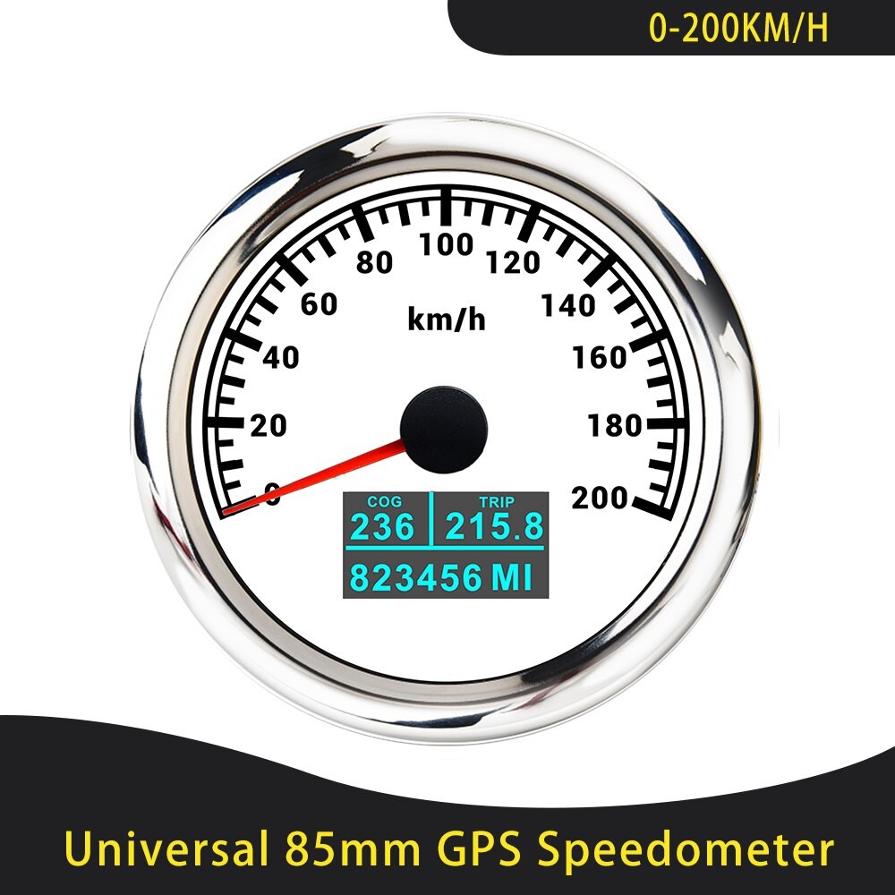 Universal- 85mm GPS Tacho 0-30/60 Knoten 0-60/80/120/160/200 MPH 0-60/120/200 KM/H Mit 7 Farben Hintergrundbeleuchtung Für Auto Motorrad thumbnail