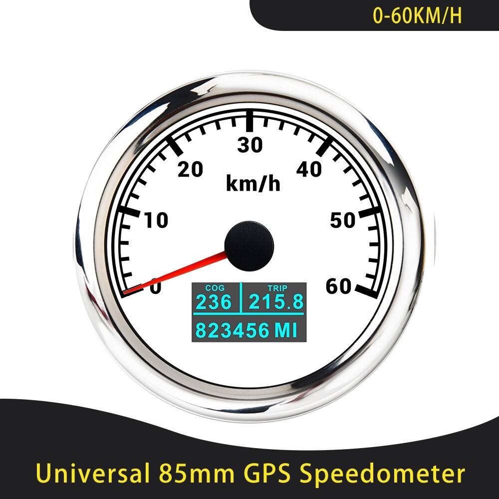 Universal- 85mm GPS Tacho 0-30/60 Knoten 0-60/80/120/160/200 MPH 0-60/120/200 KM/H Mit 7 Farben Hintergrundbeleuchtung Für Auto Motorrad thumbnail