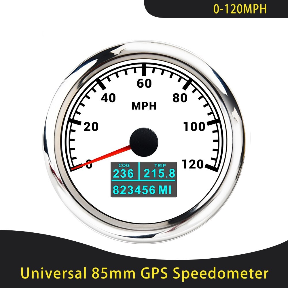 Universal- 85mm GPS Tacho 0-30/60 Knoten 0-60/80/120/160/200 MPH 0-60/120/200 KM/H Mit 7 Farben Hintergrundbeleuchtung Für Auto Motorrad thumbnail