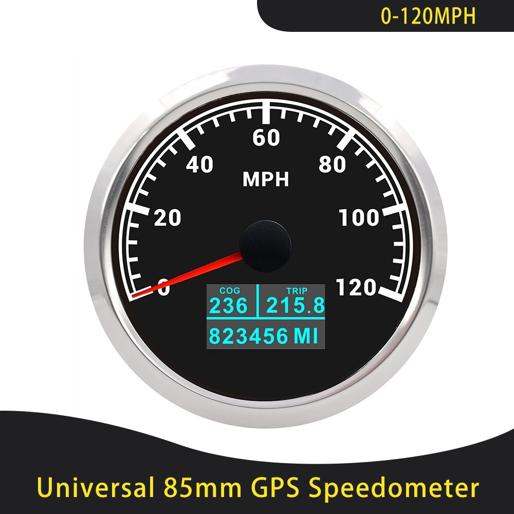 Universal- 85mm GPS Tacho 0-30/60 Knoten 0-60/80/120/160/200 MPH 0-60/120/200 KM/H Mit 7 Farben Hintergrundbeleuchtung Für Auto Motorrad thumbnail