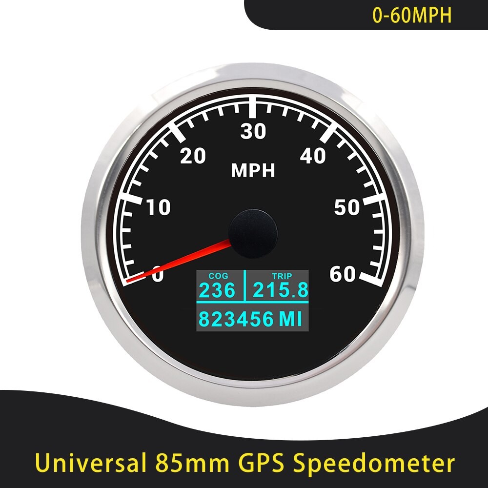 Universal- 85mm GPS Tacho 0-30/60 Knoten 0-60/80/120/160/200 MPH 0-60/120/200 KM/H Mit 7 Farben Hintergrundbeleuchtung Für Auto Motorrad