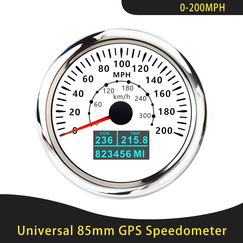 Universal- 85mm GPS Tacho 0-30/60 Knoten 0-60/80/120/160/200 MPH 0-60/120/200 KM/H Mit 7 Farben Hintergrundbeleuchtung Für Auto Motorrad thumbnail