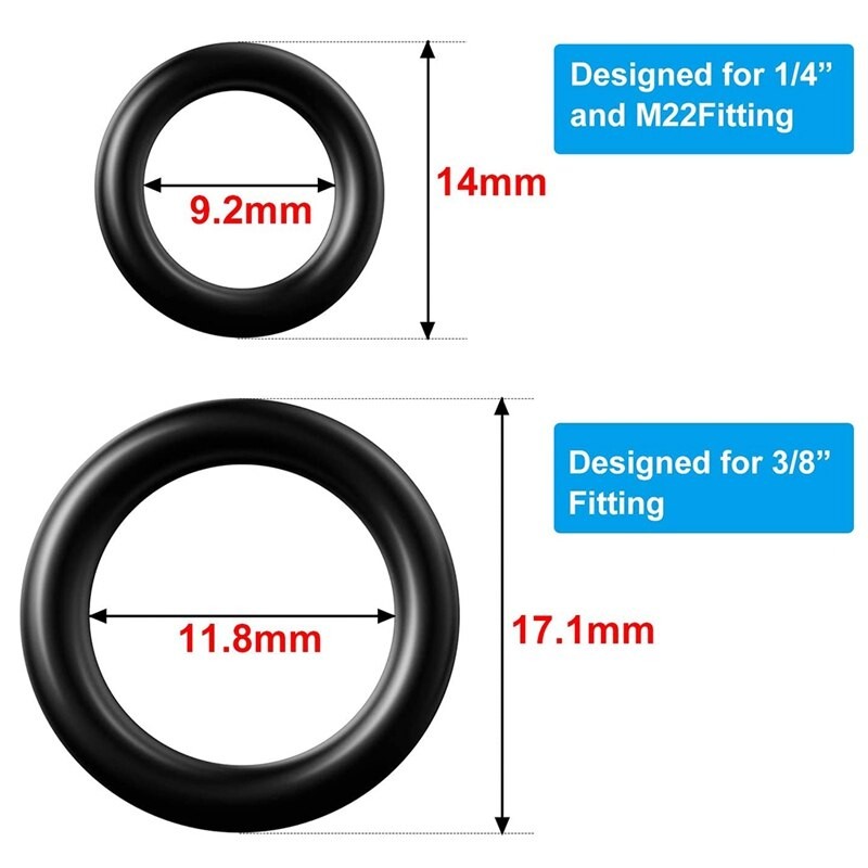 Energie Druck Unterlegscheibe Gummi O-Ringe Für 1/4Zoll, 3/8 Zoll, M22 Schnell Anschließen Koppler, 100 Pack
