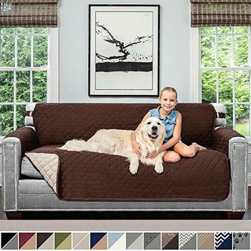 Original Patent Pending Reversible Sofa Slipcover, Dogs, 2&quot Strap/Hook, Seat