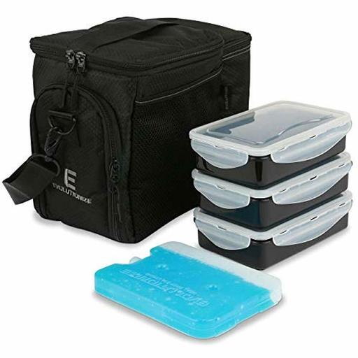 Meal Prep Insulated Lunch Bag - Cooler Patent Pending Box Includes Portion + Ice