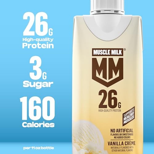Muscle Milk High Protein Shake, Vanilla Creme, 11 Fl Oz Cartons (4 Pack) Ultra-Filtered Milk, 26g High Quality Protein, 3g Sugar, 160 Calories, No Art thumbnail