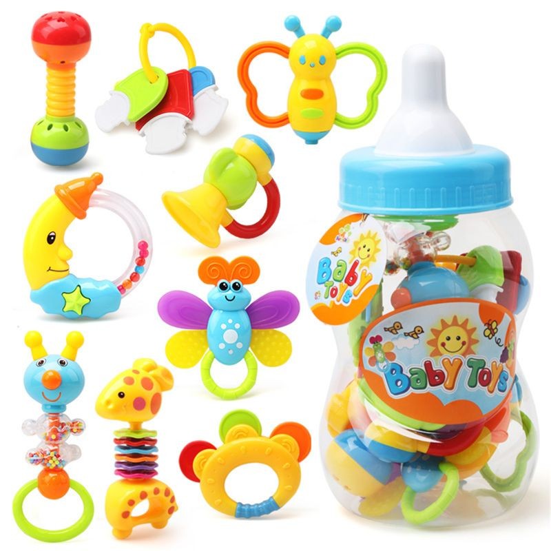 Neue Geboren Baby Spielzeug 0-1 Jahre Alte Hand-Griff Gummi Ring Baby Flasche Paket thumbnail